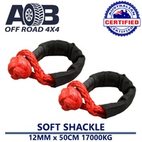 Recovery Kit 2 x Red Soft Shackle Recovery Rope 50cm Breaking Strength of 17T 17,000kg for Toyota/Nissan/Holden/Mitsubishi etc