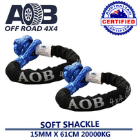 Recovery Kit 2 x Blue Soft Shackle Recovery Rope 61cm Breaking Strength of 20T 20,000kg for Toyota/Nissan/Holden/Mitsubishi etc
