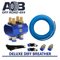 Diff Breather Deluxe Kit 111B Universal 4 Port Blue Hose