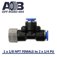 1 x 1/8 NPT Female to 2 x 1/4 PU