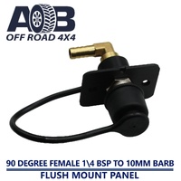 Flush Mount Nitto Air Fitting 90 degree female 1/4 bsp to 10mm Barb with Black Cap