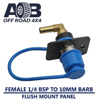 Flush Mount Nitto Air Fitting 90 degree female 1/4 bsp to 10mm Barb with Blue Cap