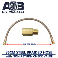 Extreme High Temp Steel Braided Hose 35cm + Check Valve