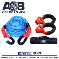 Kinetic Rope 22mm x 6m 22000lbs 11T Blue + 2x 17T Soft Shackles