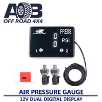 12V Dual Digital Display Air Pressure Gauge LED White + 2pcs 1/8 Npt Sensor OPM-01