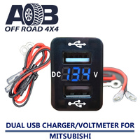 Dual USB Power Charger Socket 5V 2.1A Blue LED Voltmeter Voltmeter Battery Monitor Voltage Gauge for MITSUBISHI