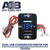 Dual USB Power Charger Socket 5V 2.1A Blue LED Voltmeter Battery Monitor Voltage Gauge for TOYOTA