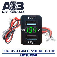 Dual USB Power Charger Socket 5V 2.1A Green LED Voltmeter Voltmeter Battery Monitor Voltage Gauge for MITSUBISHI