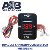 Dual USB Power Charger Socket 5V 2.1A Red LED Voltmeter Battery Monitor Voltage Gauge for MITSUBISHI