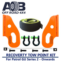 5T Recovery Tow Points Kit 2100NE 2X Bow Shackle 4.75T + 10000KG Tree Trunk Protector for Nissan Patrol GU Series 2, 3, 4, 5
