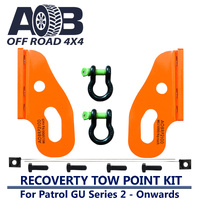 5T Recovery Tow Points Kit 2100NK with 2 x 3/4 Inch D Ring Bow Shackle 4.75-Ton (9,500 lbs) for Nissan Patrol GU Series 2-ON