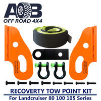 5T Recovery Tow Points 2100TC + 5T Recovery Hitch + 2 x Bow Shackle 4.75T + 10T Bridle for Toyota Landcruiser 80 100 105 Series