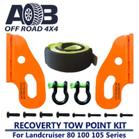 5T Recovery Tow Points 2100TE + 2 x Bow Shackle 4.75T + 10000KG Tree Trunk Protector for Toyota Landcruiser 80 100 105 Series