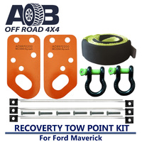 5T Recovery Gear Tow Points Kit Orange 2200E 2 x D Ring Bow Shackle 4.75T + 10000KG Tree Trunk Protector for Ford Maverick