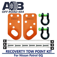 5000kg 5T Recovery Gear Tow Points Kit 2200K Orange 12mm plate with 2 x 3/4 Inch D Ring Bow Shackle 4750kg for Nissan Patrol GQ