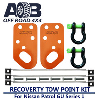 5000kg 5T Recovery Gear Tow Points Kit 2200K Orange 12mm plate with 2 x 3/4 Inch D Ring Bow Shackle 4750kg for Nissan Patrol GU