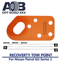 5000kg 5T WLL 12mm Plate Steel Heavy Duty Single Recovery Gear Tow Point Kit 2200S Powder coated Orange fits Nissan Patrol GU