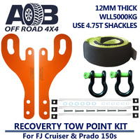 5T Recovery Gear Tow Points Kit 2300E 2 x Bow Shackle 4.75T + 10T Bridle for Toyota FJ Cruiser and Landcruiser Prado 150
