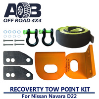 3250kg Recovery Tow Points Kit 2400E + 2 x D Ring Bow Shackle 4.75T + 10000KG Tree Trunk Protector for Nissan Navara D22