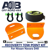 3250kg Recovery Tow Points Kit 2500E + 2 x D Ring Bow Shackle 4.75T + 10000KG Tree Trunk Protector for Nissan Navara D40