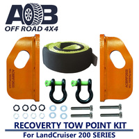 5000kg 5T Recovery Tow Points Kit 2600E + 2 x Bow Shackle 4.75T + 10T Tree Trunk Protector for Toyota Landcruiser 200 Series