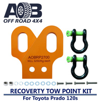 3250kg Recovery Gear Tow Points Kit 2700K + 2 x Bow Shackle 4.75T for Toyota Landcruiser Prado 120s GRJ120R KDJ120R KZJ120R