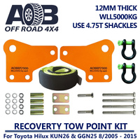 5T Recovery Tow Points Kit 2900E + 2x Bow Shackle 4.75T + 10T Tree Trunk Protector for Toyota Hilux KUN26 GGN25 08/2005-2015