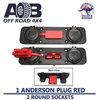 Anderson Plug SB50 + Red DUST CAP + 2x Round Socket  + Red SB50 Plug