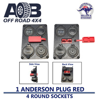 Anderson Plug SB50 + Black DUST CAP + 4x Round Socket  + Red SB50 Plug