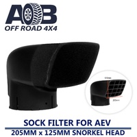 Snorkel Sock Pre Filter FOR AEV 205MM x 125MM RAM HEAD BLACK PLAIN