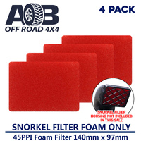 4 x 3 inch Snorkel Pre Filter Cleaner Air Filter Fine Foam 45 PPI 140mm x 97mm Red fits Toyota/Nissan/Holden/Mitsubishi etc