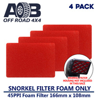 4 x 4 inch Snorkel Pre Filter Cleaner Air Filter Fine Foam 45 PPI 166mm x 108mm Red fits Toyota/Nissan/Holden/Mitsubishi etc