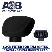 Snorkel Sock Pre Filter FOR TJM AIRTEC 180mm x 105mm RAM HEAD BLACK PLAIN