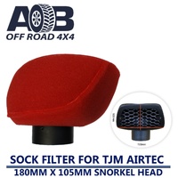 Snorkel Sock Pre Filter FOR TJM AIRTEC 180mm x 105mm RAM HEAD RED PLAIN