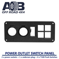 Power Outlet Switch Panel for 2 x power sockets + 1 x anderson plug + 4 x T100 Push Switches
