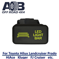 Push Switch LED LIGHT BAR 807SNG Horizontal fits Toyota Hilux, Kluger, FJ Cruiser, Prado 120, HiAce, Landcruiser etc. dual LED in light green