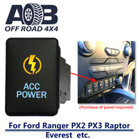 Push Switch ACC POWER 9C14CA fits Ford Ranger PX2 PX3, Raptor, Everest with dual LED in amber light blue ON-OFF