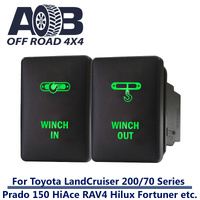 Push Switch WINCH IN WINCH OUT MOMENTARY for Toyota Hilux Prado 150 HiAce Landcruiser Suzuki Jimny etc LED in green