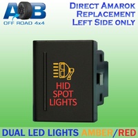 Push Switch HID SPOT LIGHTS A193L fits Amarok Volkswagen Left side of gear lever panel in amber red