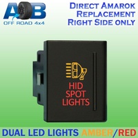 Push Switch HID SPOT LIGHTS A193R fits Amarok Volkswagen Right side of gear lever panel in amber red