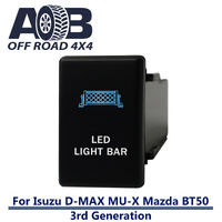 Push Switch LED LIGHT BAR 407BW fits NEW Isuzu D-Max DMAX MU-X, Mazda BT-50 3rd Generation dash with LED in blue white
