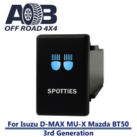 Push Switch SPOTTIES 422BW fits NEW Isuzu D-Max DMAX MU-X, Mazda BT-50 3rd Generation with LED in BLUE WHITE