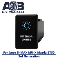 Push Switch INTERIOR LIGHTS 436BW fits NEW Isuzu D-Max DMAX MU-X, Mazda BT-50 3rd Generation dash with LED in blue white