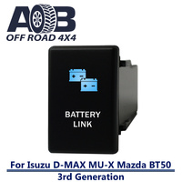 Push Switch BATTERY LINK 4B63BW fits NEW Isuzu D-Max DMAX MU-X, Mazda BT-50 3rd Generation dash with LED in blue white ON-OFF or MOMENTARY