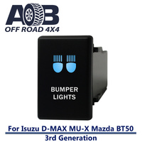 Push Switch BUMPER LIGHTS 4B81BW fits NEW Isuzu D-Max DMAX MU-X, Mazda BT-50 3rd Generation dash with LED in blue white