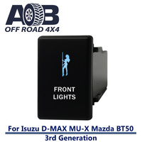 Push Switch FRONT LIGHTS 4C20BW fits NEW Isuzu D-Max DMAX MU-X, Mazda BT-50 3rd Generation dash with LED in blue white