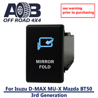 Push Switch MIRROR FOLD 4C82BW fits NEW Isuzu D-Max DMAX MU-X, Mazda BT-50 3rd Generation dash with LED in blue white