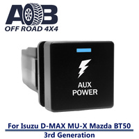 Push Switch AUX POWER I6B13BW Square Isuzu D-Max DMAX MU-X, Mazda BT-50 3rd Generation gear lever panel with LED in light blue white