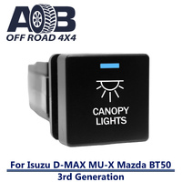 Push Switch CANOPY LIGHTS I6B14BW Square Isuzu D-Max DMAX MU-X, Mazda BT-50 3rd Generation gear lever panel with LED in light blue white