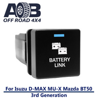 Push Switch BATTERY LINK I6B63BW Square Isuzu D-Max DMAX MU-X, Mazda BT-50 3rd Generation gear lever panel with LED in light blue white ON-OFF